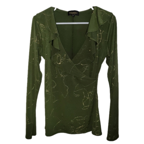 Huminska New York Tops - Green with gold accents Huminska New York top